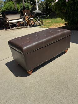 Espresso Faux Leather Ottoman with  Storage