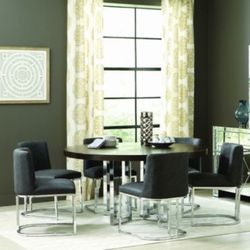 Brand New Graphite/Chrome Round Dining Set