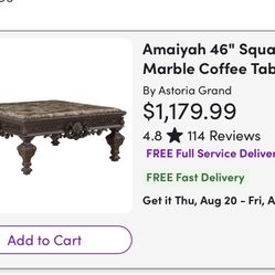 Amaiyah 46" Square Marble Coffee Table