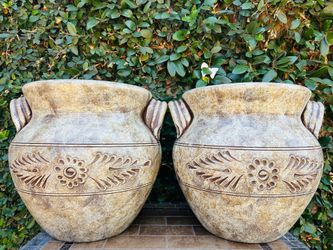 Set of 2 Large Cántaro Pot Planters with Handles