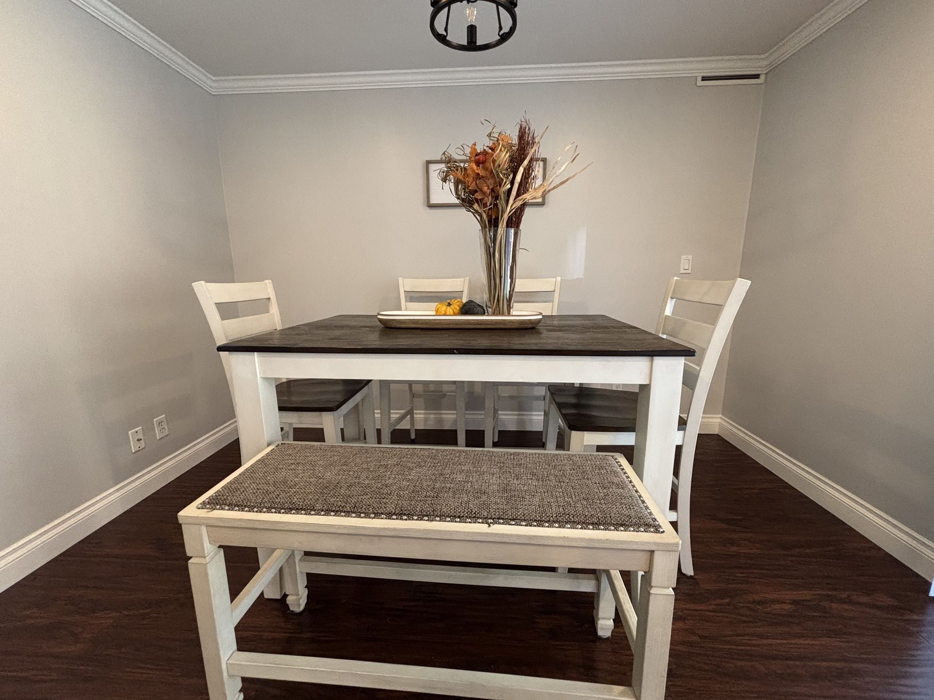 Oak Wood Dining Table Set, Plus Upholstered Bench (RC Willey)