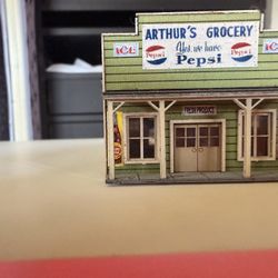 N Scale Grocery & Butcher Shop Assembled Model Railroad Building Train Layout 