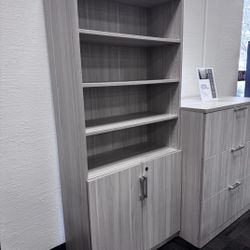 Sale! Save $50! New - Tall Bookcase With Locking Double Storage Doors 