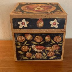Vintage 90s S/Lang Card Company Nesting Box Set (7) Home Decor Decorative Storage Boxes Folk Art Heart