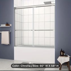 56-60" W x 58" H Bathtub Sliding Doors, Double Sliding Shower Door for Tub with 1/4" (6mm) Clear SGCC Tempered Glass, Matte Black Finish Shower Doors,