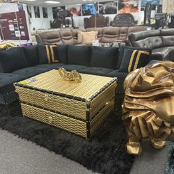 Beautiful Black & Gold Sofa Sectional Now 65% Off This Weekend Only Don’t Miss Out 🤩