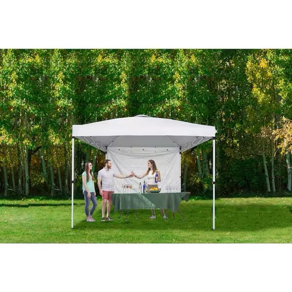 Everbilt 10 ft. x 10 ft. Commercial Instant Canopy-Pop Up Tent with Wall Panel White