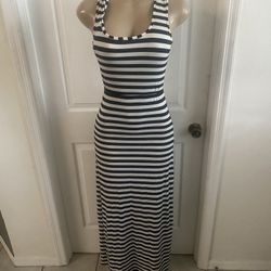 Black And White Striped Woman’s Dress