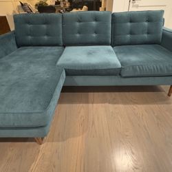 Green West Elm Drake Reversible Sectional - Tarragon