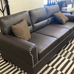 New Espresso Leather Couch / Free Delivery 