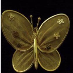 Gold Tone Butterfly Mesh Pin