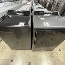 Gray Whirlpool Top Loader Washer And Dryer Set