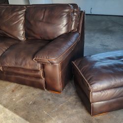 Leather Loveseat And Ottoman 