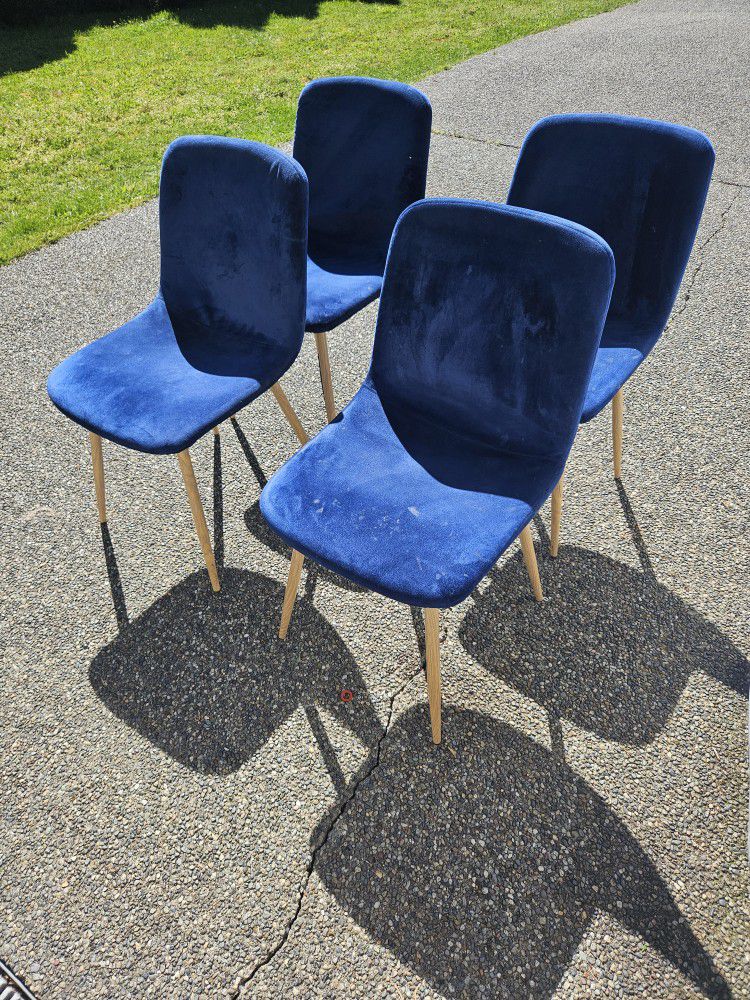 Set Of 4 Blue Dining Chairs