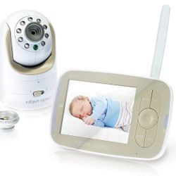 Infant Optics DXR-8 480p Video Baby Monitor, Non-WiFi Hack-Proof FHSS Connection, Interchangeable Lenses, Pan Tilt Zoom, LED Sound Bar, Night Vision