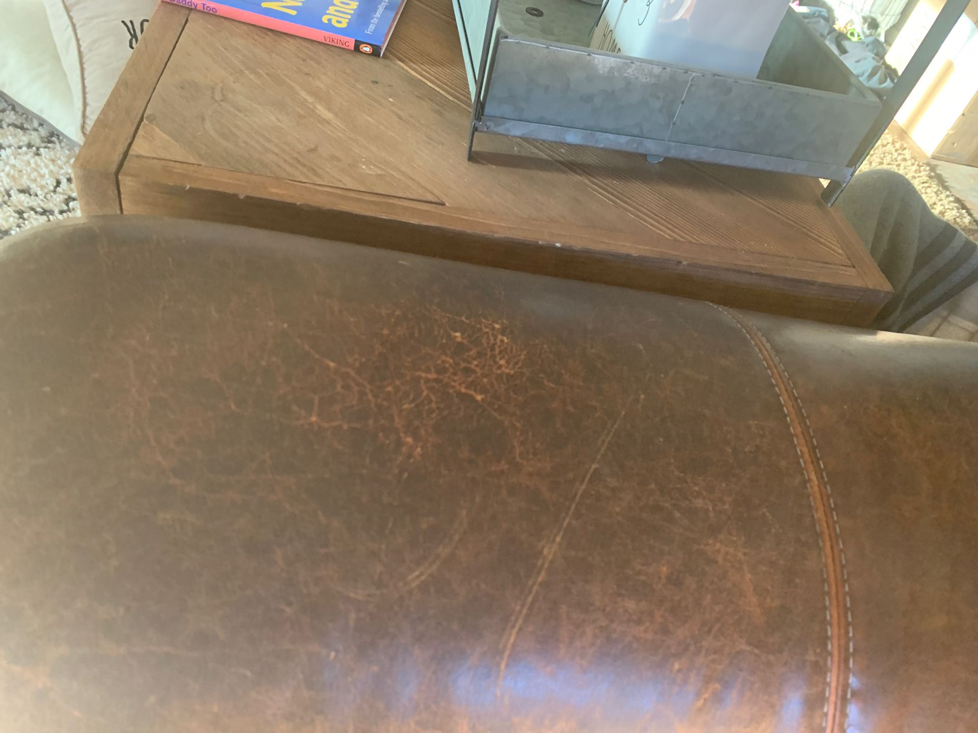 Authentic leather nailhead couch