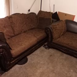 LEATHER SOFA AND LOVE SEAT
