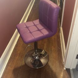 Purple Leather Raising Bar Stool