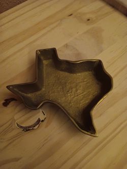 Texas shaped brass ashtray
