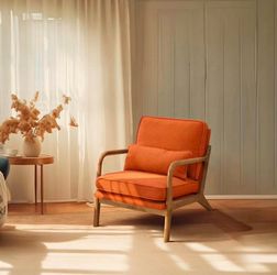 ry Modern Accent Chair, Soild Wood Padding Lounge Armchairs Side Sitting Chairs for Living Room, Bed