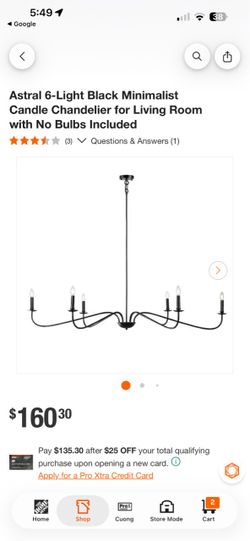 Astral 6-Light Black Candle Chandelier