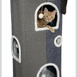 4-Level Cat House for Indoor Cats,Covered Cat Beds and Furniture with Scratch Pad,Hideaway Cave &Cushions,Modern Cat Tower Condo for Multi Small Pet a