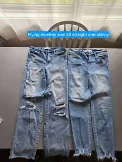 Flying Monkey size 28 straight and skinny jeans.