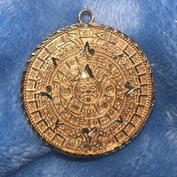 18k Gold Aztec Pendant 
