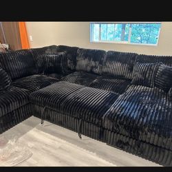 Brand New Super Plush Pullout Corduroy Sectional W/ STORAGE 