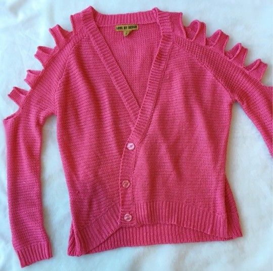 Love By Design Pink Cardigan W/ Shoulder Cut-outs