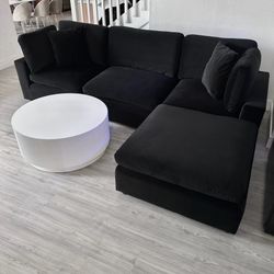 New Black Velvet Cloud Couch Sectional