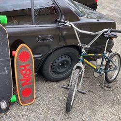Ride Hard 80s BMX Bike And 80s Skateboard 
