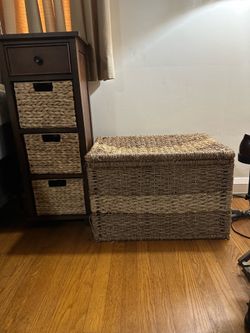 Night stand and wicker Basket