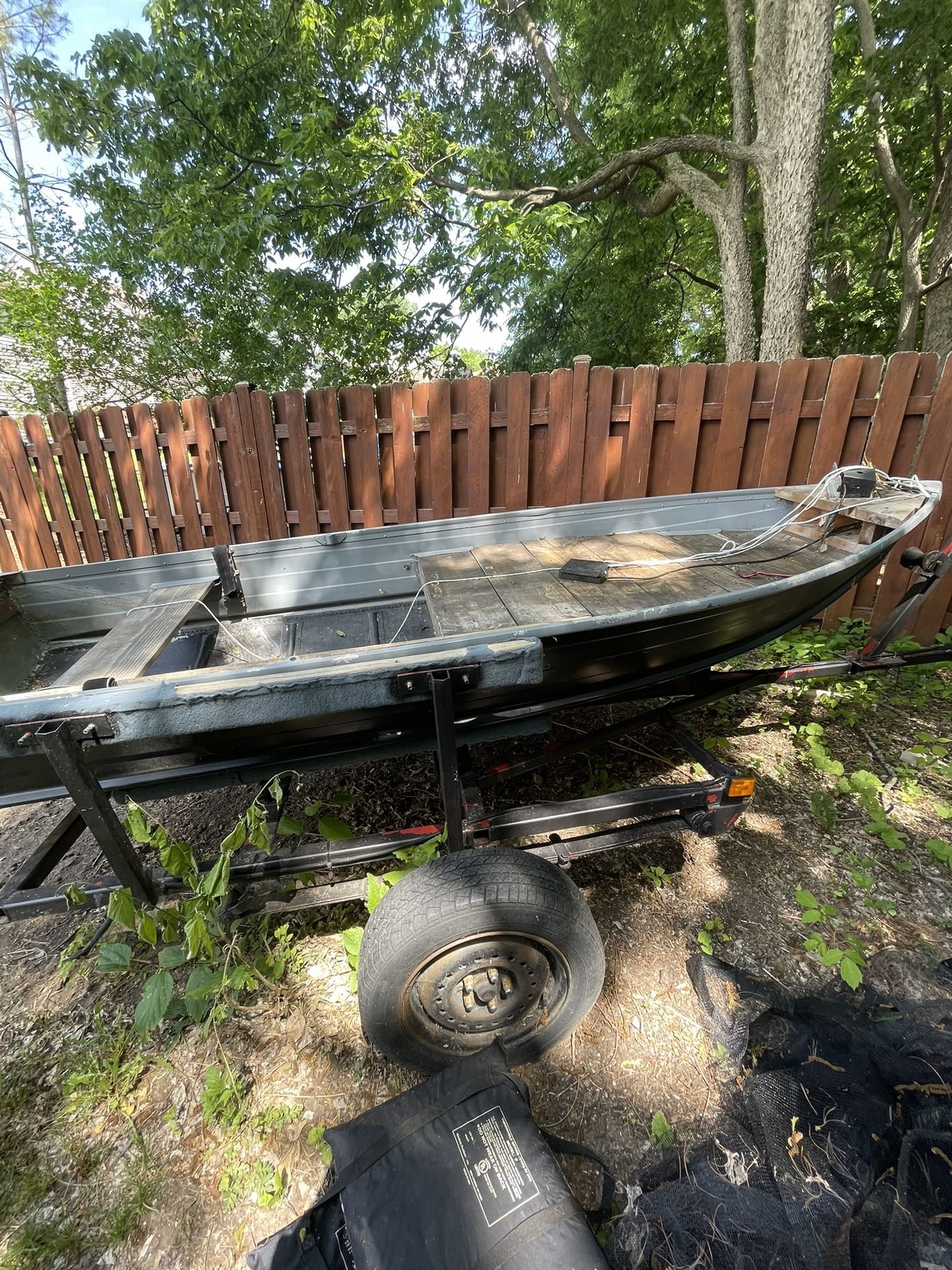 16ft Jon Boat With Trailer And 5hp Outboard Motor And  Trolling Motor