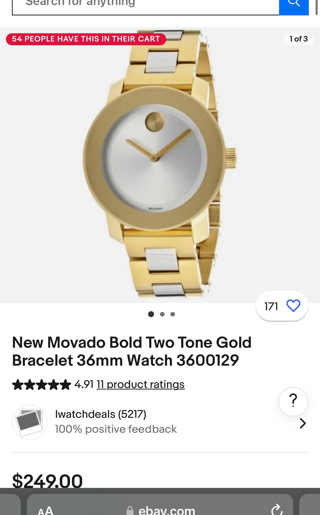 Movado Two Tone Yellow Gold White Watch Clothing