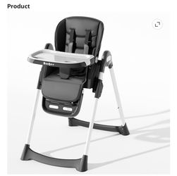 Babilous High Chair, Foldable High Chairs for Babies and Toddlers with Removable Tray, Height Adjustable Feeding Chair, Adjustable Backrest and Footre