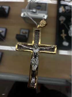 14K Two Tone Cross Pendant