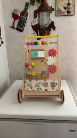 Tiny Land Premium Natural Wooden Activity Walker