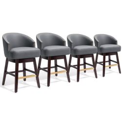 2342f $350  Navy Blue PU Leather Swivel Bar Stools (Set of 4)  Effortless 360° Swivel】Indulge in the convenience of effortless rotation with our 360-d