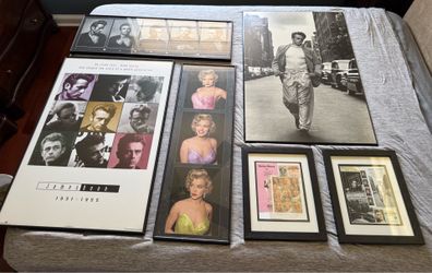 Collection of James Dean and Marilyn Monroe Framed Art