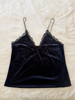 ZARA Blue Cami Top with Black Lace