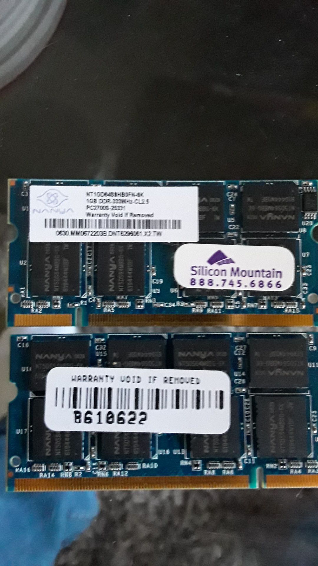 2x1gig ddr 333mhz cl2.5 pc2700s