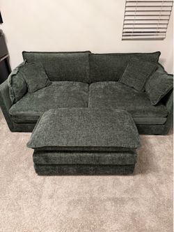 Green Loveseat + Ottoman