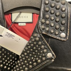 Mens Gucci Leather Biker Jacket Moto Coat Sz 48 Medium 