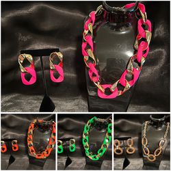 4 Necklace Chain & Earring Sets