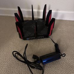 TP-Link - Archer AC5400 Tri-Band Wi-Fi 5 Gaming Router - Black/Red