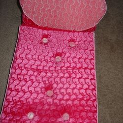 BUILD-A-BEAR Pink Velvet Heart FOLD OUT LOUNGE CHAIR 19.5 X 10" DOG CAT PED BED
