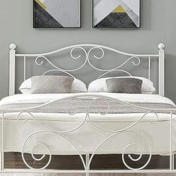 White Iron Princess Queen Bed