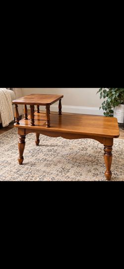 Vintage Wooden 2-Tier Side Table / End Table