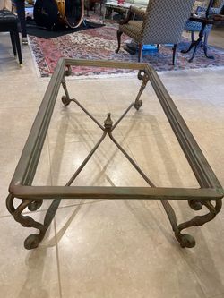 Heavy-Duty Wrought Iron & 1/2" Glass Coffee Table - Excellent Condition